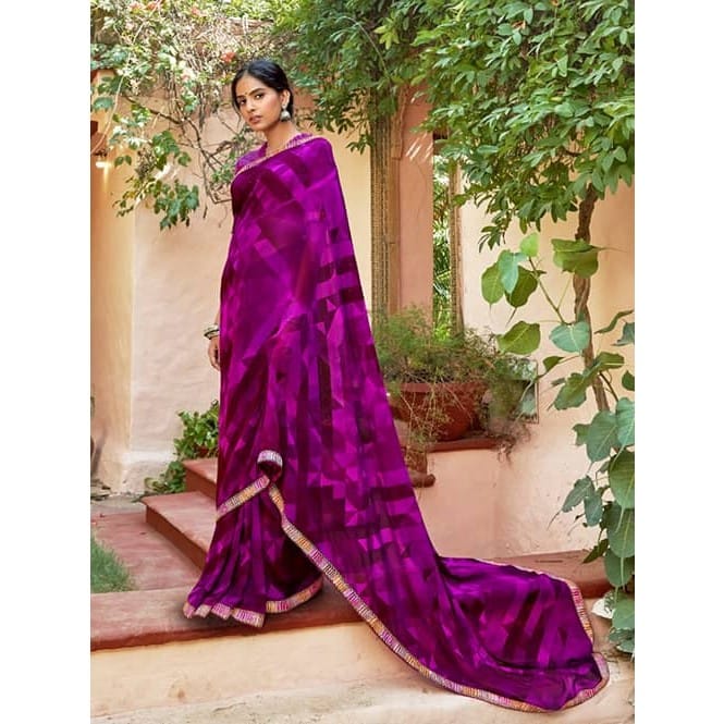 Purple Georgette With Pogo Work and Fancy Blouse - gnp009440