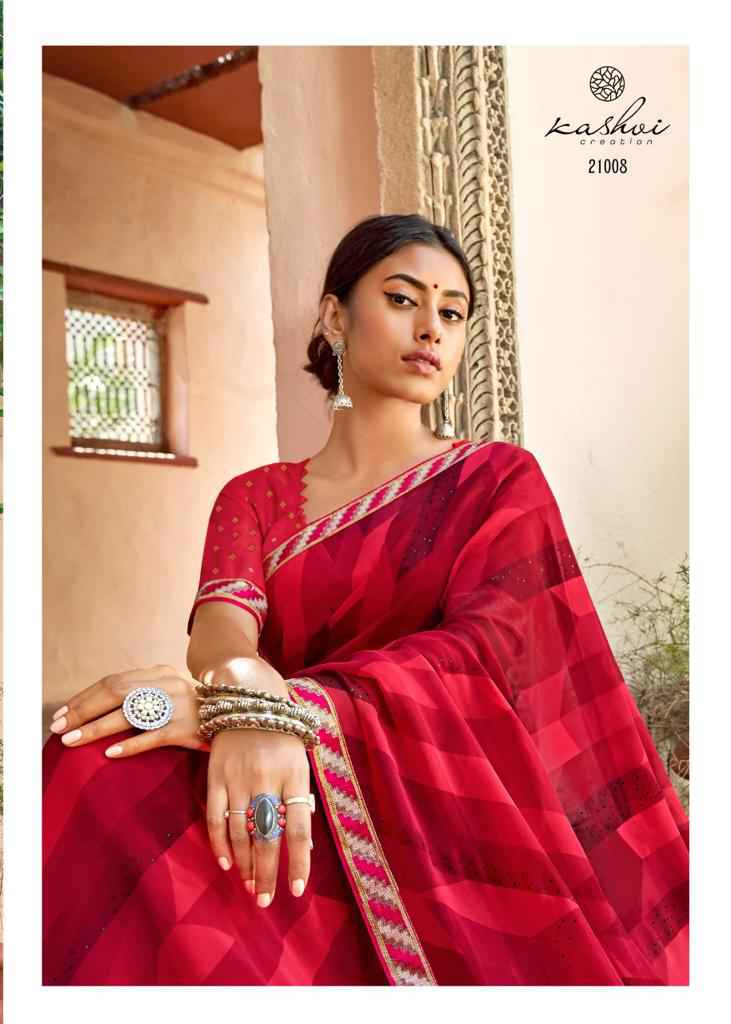 Red Georgette With Pogo Work and Fancy Blouse - gnp009441