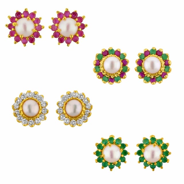 Sri Jagdamba Pearls 22kt 916 Gold Earrings Yellow Gold 22kt Mother of Pearl,  Ruby, Emerald Drop Earring Price in India - Buy Sri Jagdamba Pearls 22kt  916 Gold Earrings Yellow Gold 22kt