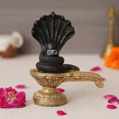 CAPIO ART POLYRESIN SHIVLING FOR TEMPLES Decorative Showpiece - 12 cm  (Polyresin, Black)