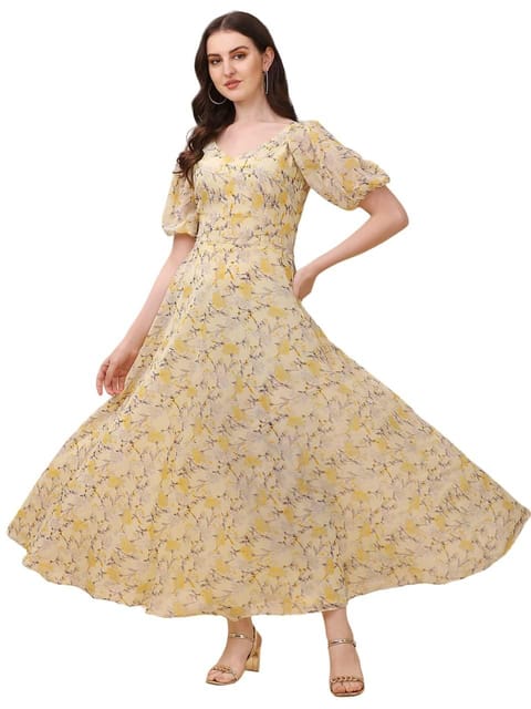 Party Wear Yellow color Silk fabric IndoWestern Dress : 1883190