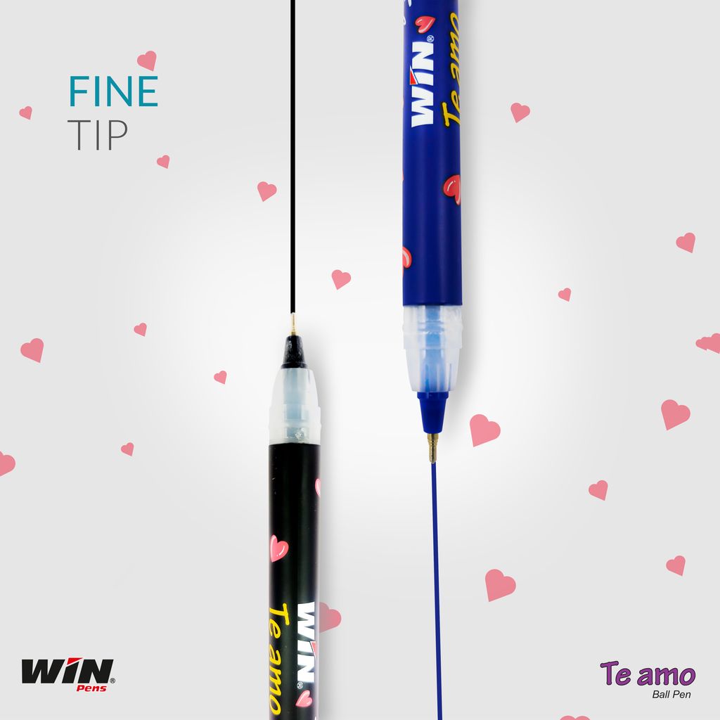 WIN Te Amo Ball Pens| Combo Dispenser 60Pens (45 Blue,10 Black & 5 Red) | Cute Pens for Girls | Best Ball Pens for Writing | 0.7mm Tip | Stationery Items | Pens for Students | Ball Pens Set