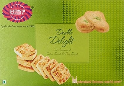 Karachi Bakery Cookies - Double Delight Cashew Pista Biscuits, 400 gm