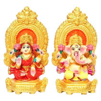 KSI Clay Laxmi Ganesha Idols Statue for Puja/Mandir/Home Temple/Spirituality/Positivity