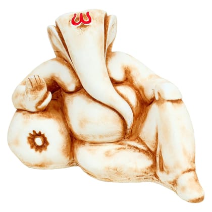 KSI Ganesha Idols for Home Decor Natural Clay Idols Terracotta Artifacts and Sculptures Ganpati Showpiece for Living Room Offices (White)