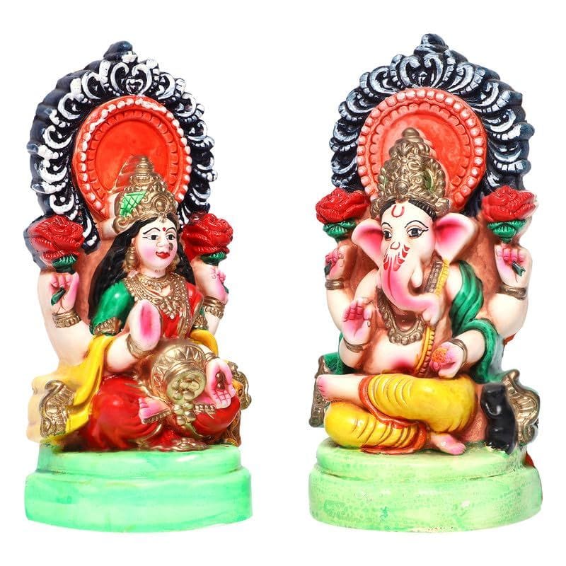 KSI Clay Laxmi Ganesha Idols/Statue for Puja/Mandir/Home Temple/Spirituality/Positivity/Worship/Vastu/Home d�cor