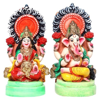KSI Clay Laxmi Ganesha Idols/Statue for Puja/Mandir/Home Temple/Spirituality/Positivity/Worship/Vastu/Home d�cor