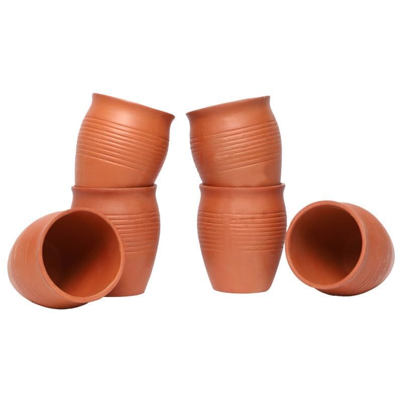 KSI Clay (mitti) Khullad/Traditional Tea Cup (Brown) Set of 6