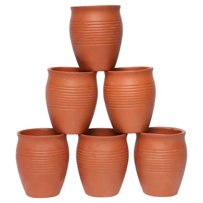 KSI Clay (mitti) Khullad/Traditional Tea Cup (Brown) Set of 6