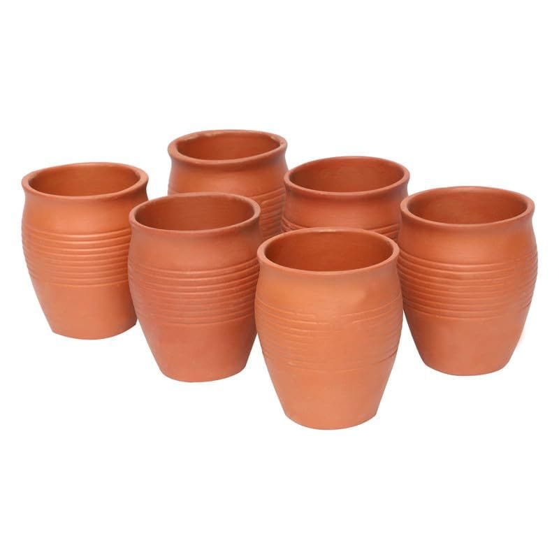 KSI Clay (mitti) Khullad/Traditional Tea Cup (Brown) Set of 6