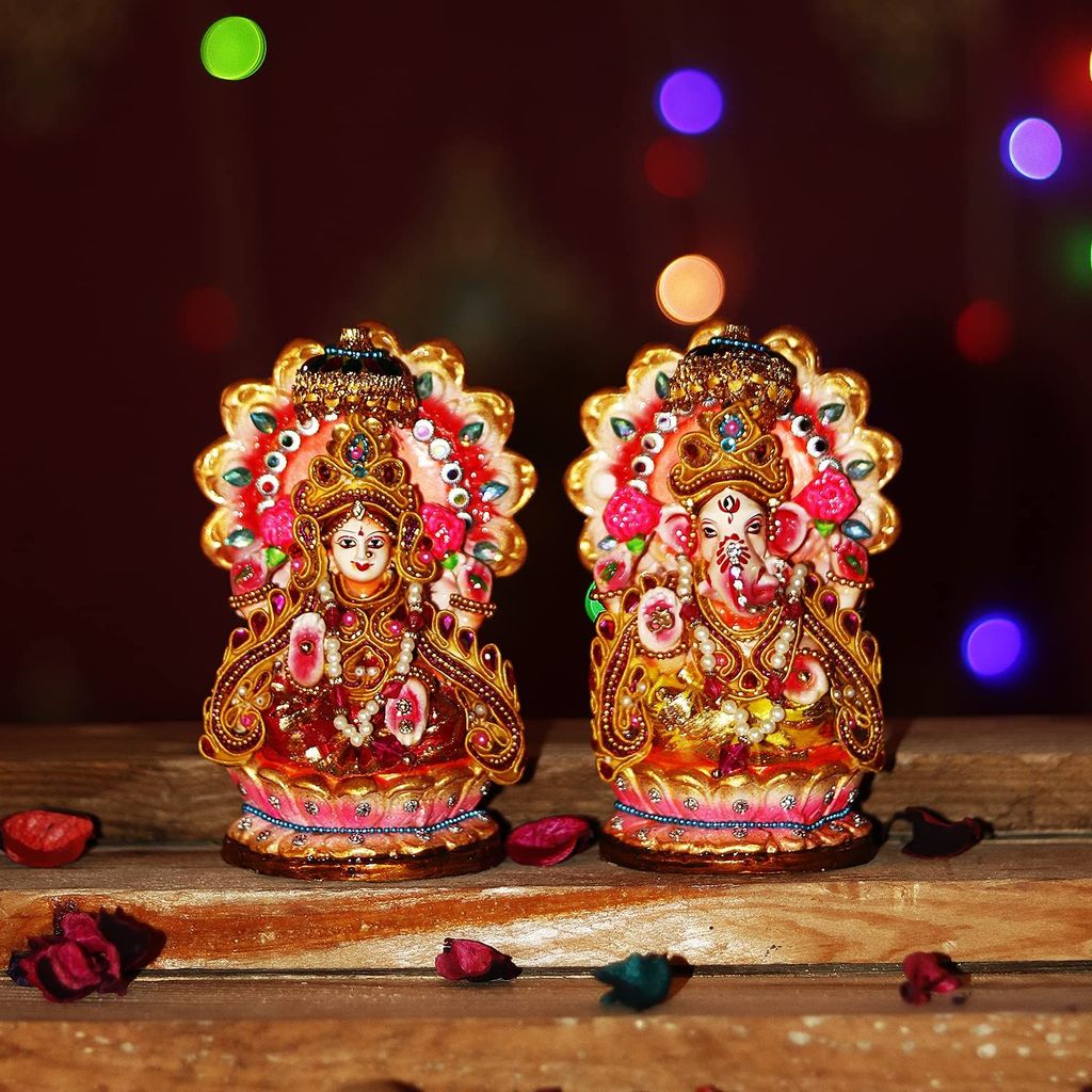 KSI Terracotta Clay Laxmi Ganesh Murti Idol of Clay, Mitti for Diwali Puja Lakshmi