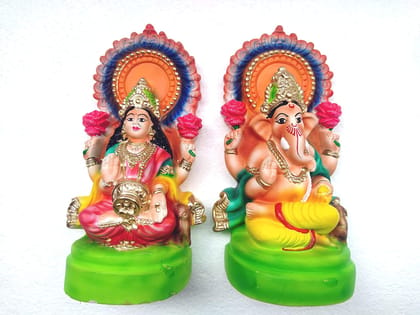 KSI Terracotta Clay Laxmi Ganesh Murti Idol of Clay, Mitti for Diwali Puja Lakshmi