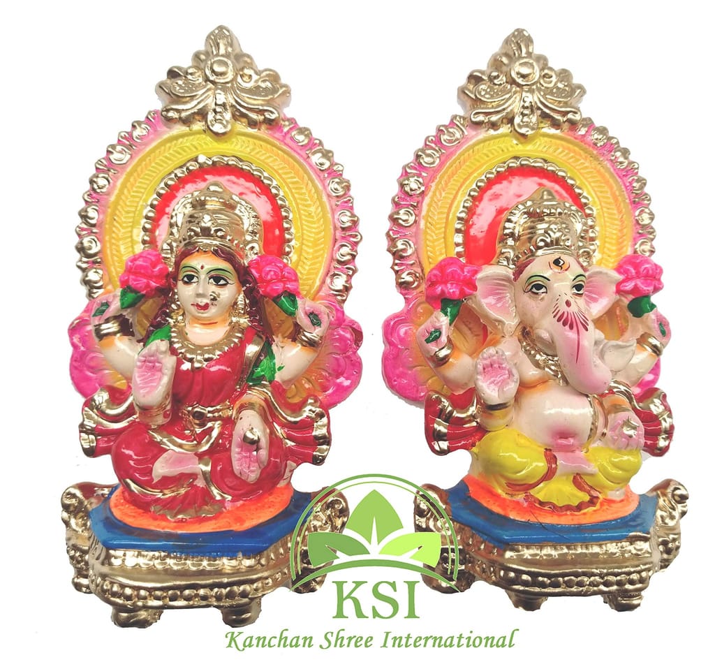 KSI Terracotta Clay Laxmi Ganesh Murti Idol of Clay, Mitti for Diwali Puja Lakshmi