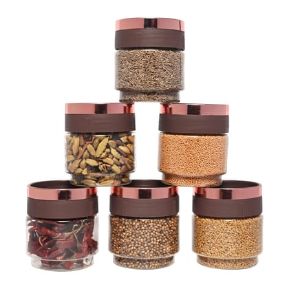 KSI Stackable Containers for Kitchen Stackable Jars for Kitchen Stackable Storage Box for Kitchen Plastic Kitchen Storage Container Set Airtight Plastic Container Pack of 6, 300 ml each