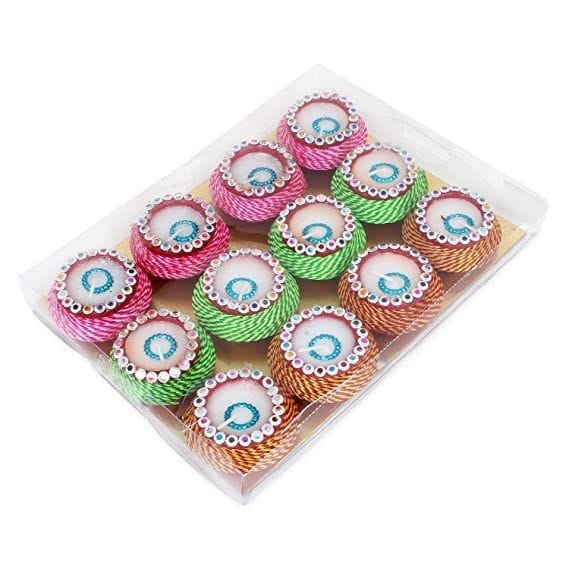 KSI Decorative Clay Matki Wax Diya Candle for Diwali, Festival, Home, Party Decoration, Beautiful Traditional Handpainted Decorative Clay Mitti Wax Diya Deepak Candles