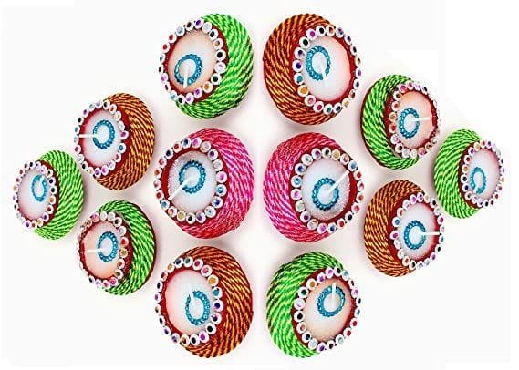 KSI Decorative Clay Matki Wax Diya Candle for Diwali, Festival, Home, Party Decoration, Beautiful Traditional Handpainted Decorative Clay Mitti Wax Diya Deepak Candles