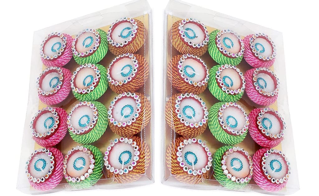 KSI Decorative Clay Matki Wax Diya Candle for Diwali, Festival, Home, Party Decoration, Beautiful Traditional Handpainted Decorative Clay Mitti Wax Diya Deepak Candles