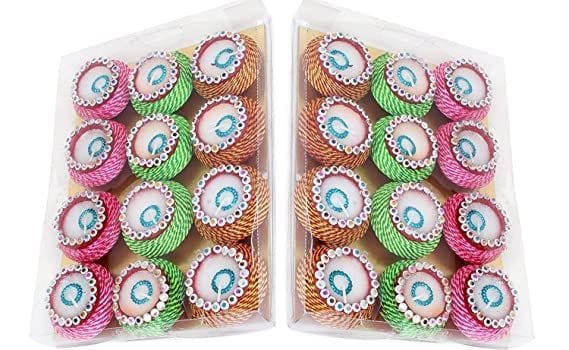 KSI Decorative Clay Matki Wax Diya Candle for Diwali, Festival, Home, Party Decoration, Beautiful Traditional Handpainted Decorative Clay Mitti Wax Diya Deepak Candles