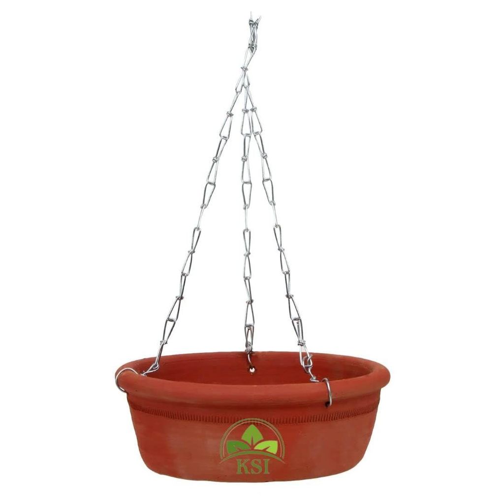KSI Earthenware Hanging Bird Bath Bird Feeder Hanging Bird Water Feeder Natural Clay Bird Feeding & Watering Supplies for Balcony Garden (Hanging Pot)