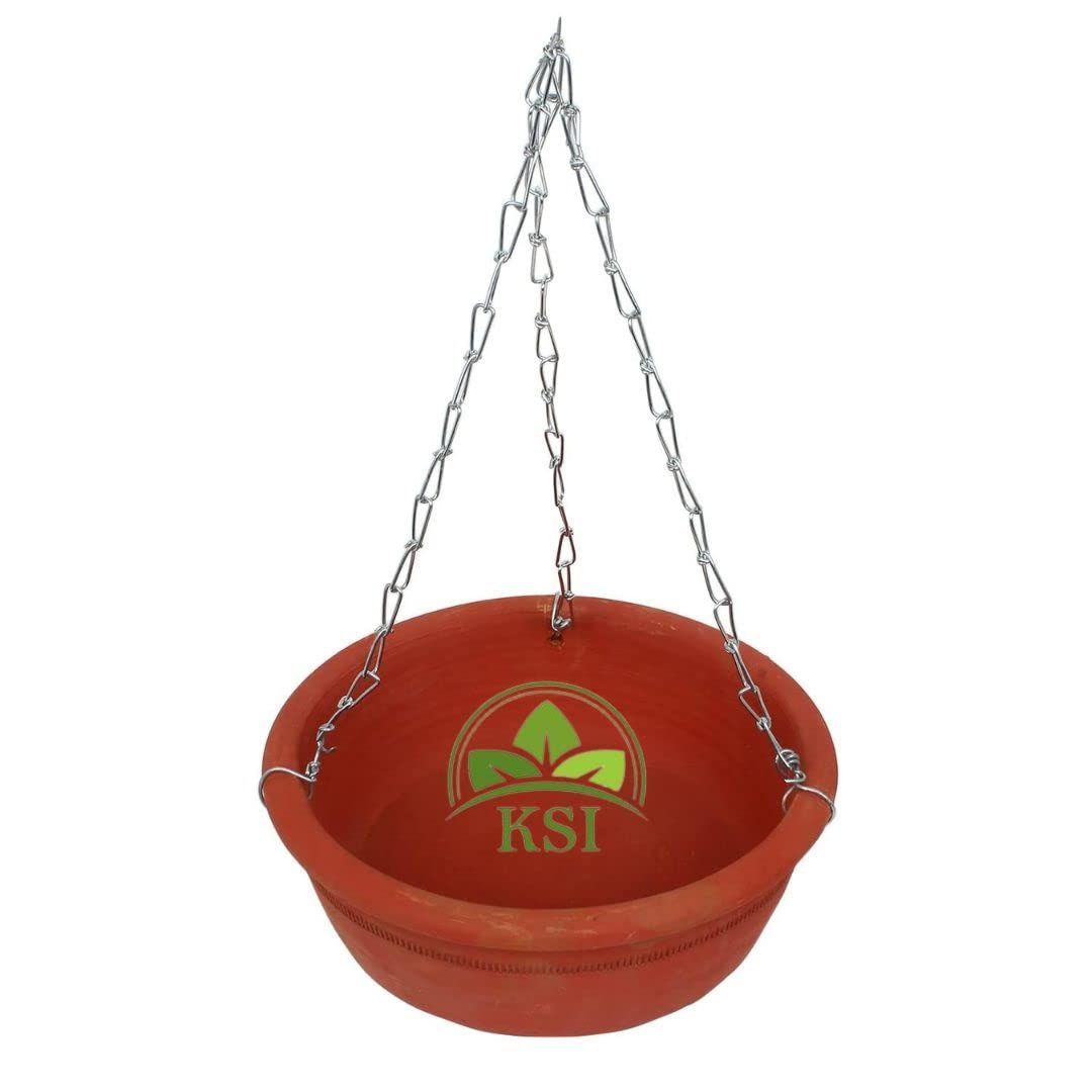 KSI Earthenware Hanging Bird Bath Bird Feeder Hanging Bird Water Feeder Natural Clay Bird Feeding & Watering Supplies for Balcony Garden (Hanging Pot)
