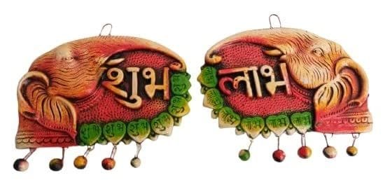 KSI Shubh Labh Terracotta Handmade Door/Wall Hanging | Wall Hanging and Religious Figurine for Home Decor and Gifts for Diwali Door Office & Mandir Decoration Set