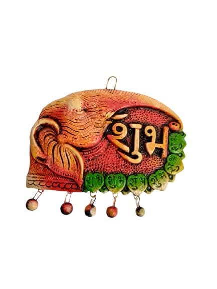 KSI Shubh Labh Terracotta Handmade Door/Wall Hanging | Wall Hanging and Religious Figurine for Home Decor and Gifts for Diwali Door Office & Mandir Decoration Set