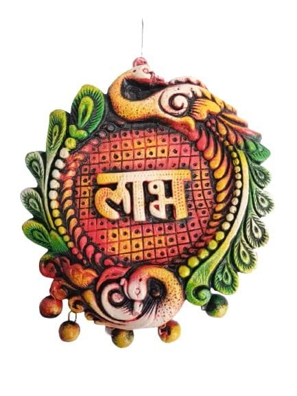 KSI Shubh Labh Terracotta Handmade Door/Wall Hanging | Wall Hanging and Religious Figurine for Home Decor and Gifts for Diwali Door Office & Mandir Decoration Set