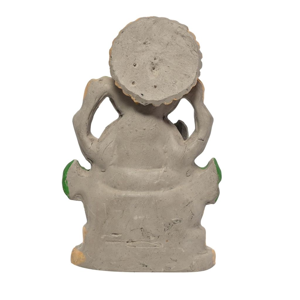 KSI Eco Friendly Handcrafted God Ganesh Clay Idol Mud Murti Kacchi Mitti Lord Ganesha Water Soluble Ganesh Idol for Ganpati Visarjan and for Home Temple (Size- 7.5 Inches)