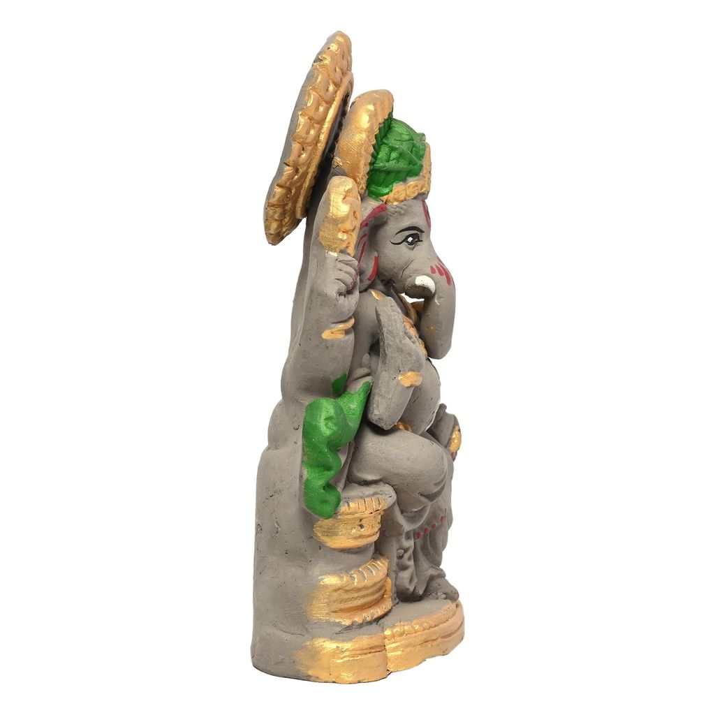 KSI Eco Friendly Handcrafted God Ganesh Clay Idol Mud Murti Kacchi Mitti Lord Ganesha Water Soluble Ganesh Idol for Ganpati Visarjan and for Home Temple (Size- 7.5 Inches)
