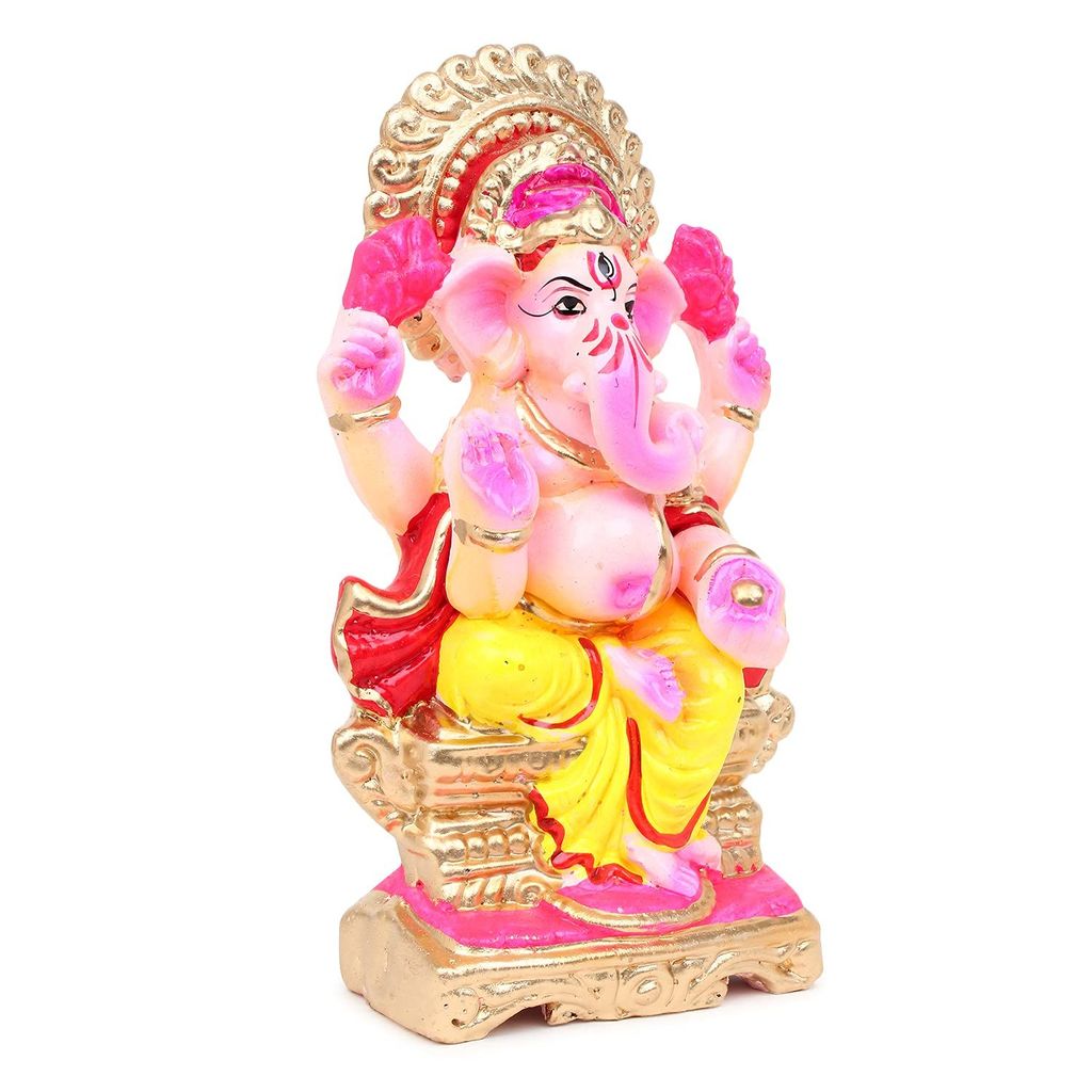 KSI Biodegradable Ganesh Murti Mitti Ganpati Statue for Ganpati Visarjan Mati Ganesh Water Soluble Ganesh Natural Clay Idol