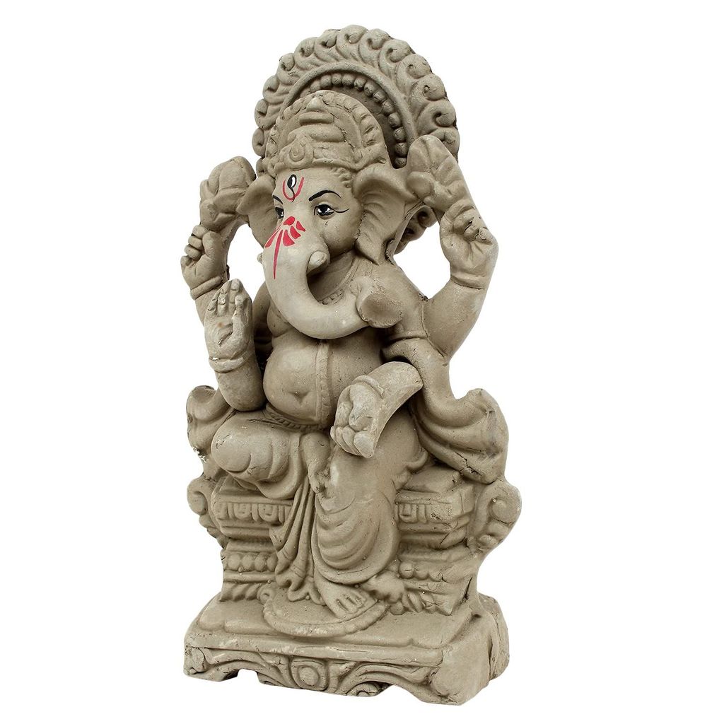 KSI Biodegradable Ganesh Murti Mitti Ganpati Statue for Ganpati Visarjan Mati Ganesh Water Soluble Ganesh Natural Clay Idol