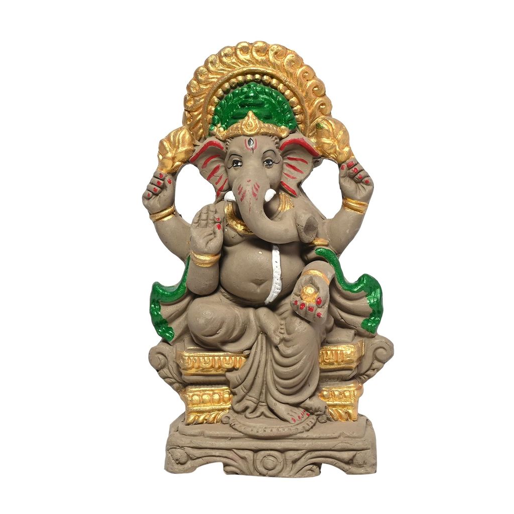 KSI Biodegradable Ganesh Murti Mitti Ganpati Statue for Ganpati Visarjan Mati Ganesh Water Soluble Ganesh Natural Clay Idol