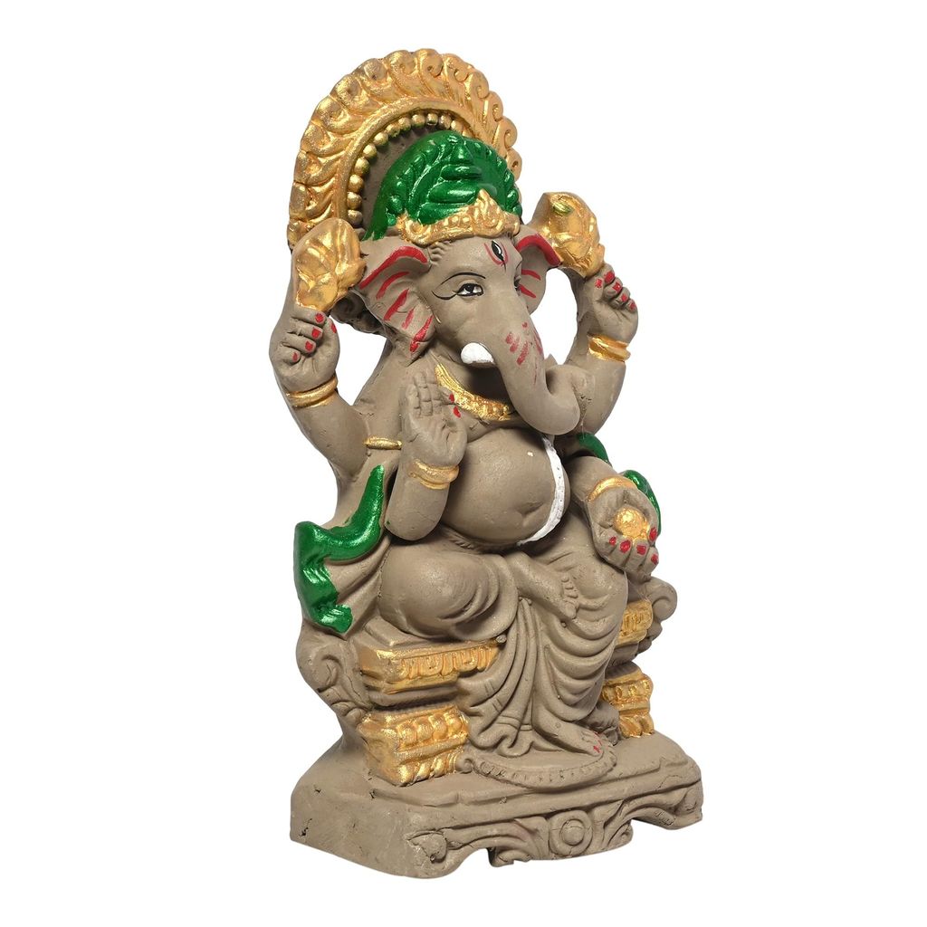 KSI Biodegradable Ganesh Murti Mitti Ganpati Statue for Ganpati Visarjan Mati Ganesh Water Soluble Ganesh Natural Clay Idol