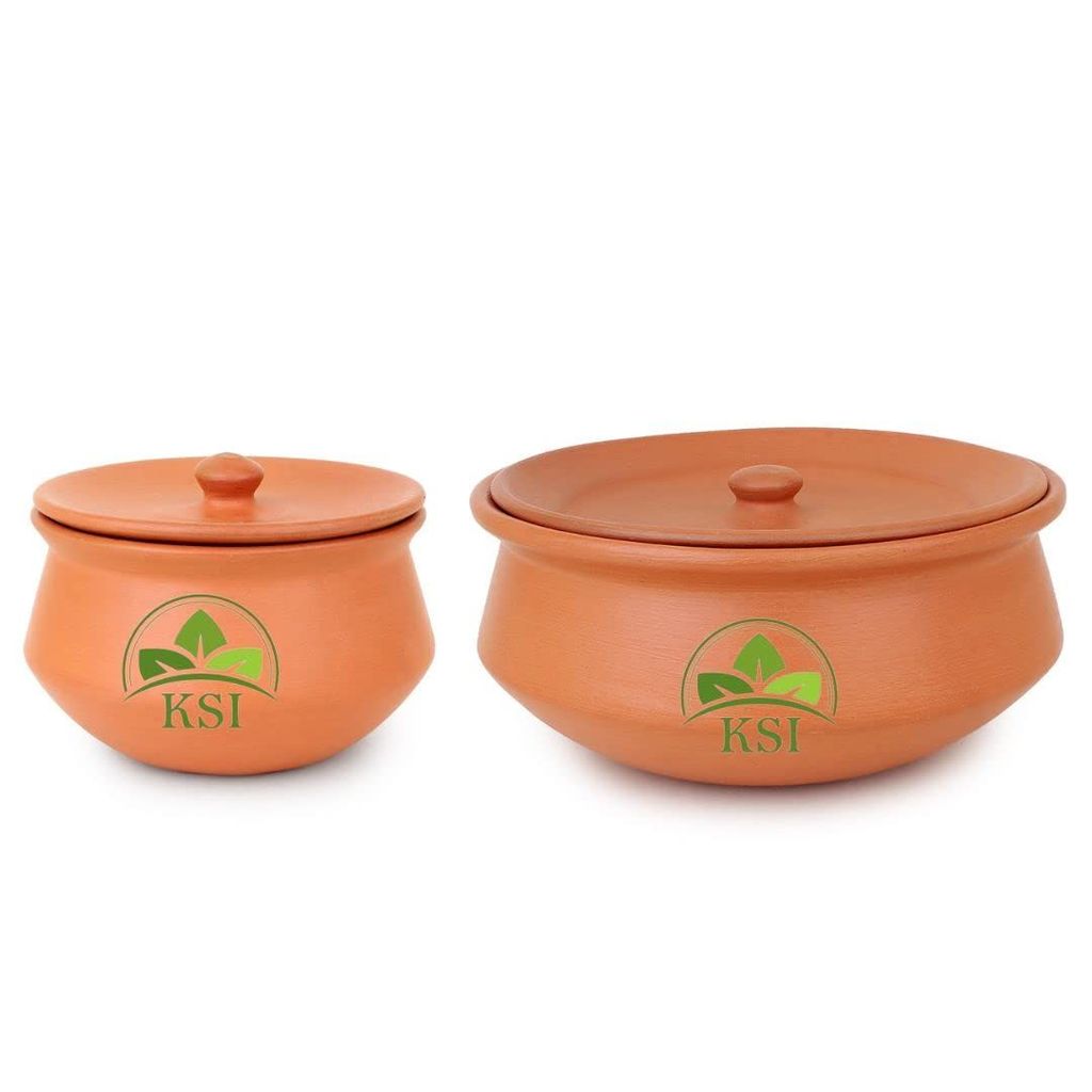 KSI Earthenware Clay Curd Pot Dahi Handi Self Cooling Terracotta Clay Curd Pot Earthenware Pot for Storage