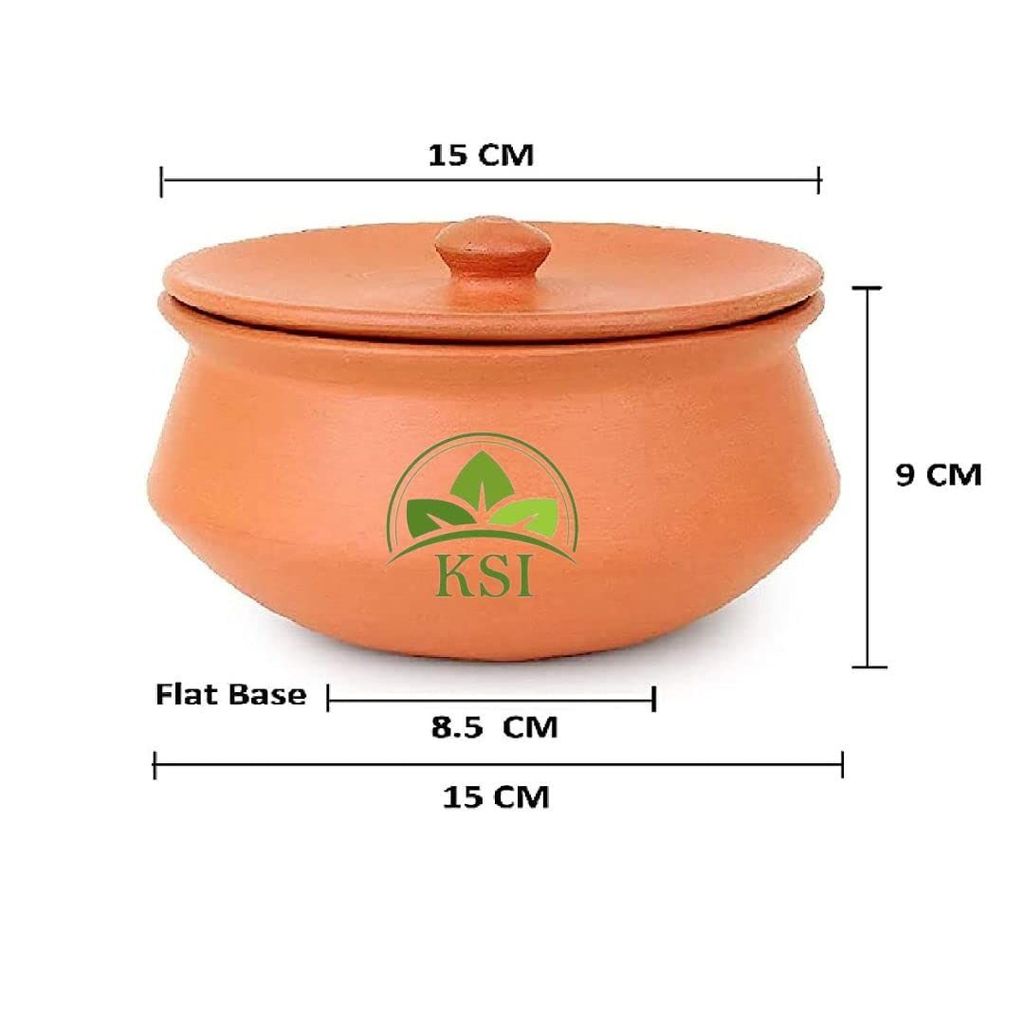 KSI Earthenware Clay Curd Pot Dahi Handi Self Cooling Terracotta Clay Curd Pot Earthenware Pot for Storage