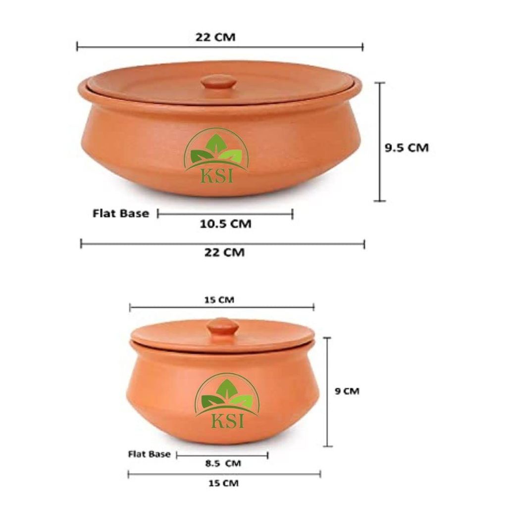 KSI Earthenware Clay Curd Pot Dahi Handi Self Cooling Terracotta Clay Curd Pot Earthenware Pot for Storage