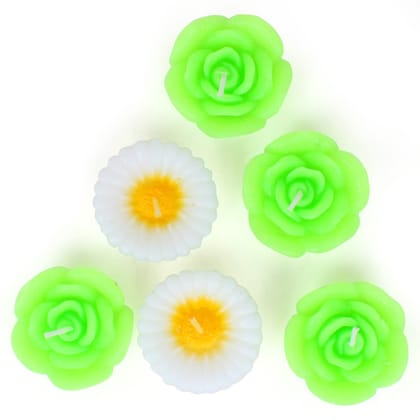 KSI Lotus Flower Shape Water Sensor Floating Glitter Wax Candles Home Decoration Diya (Pack of 6)