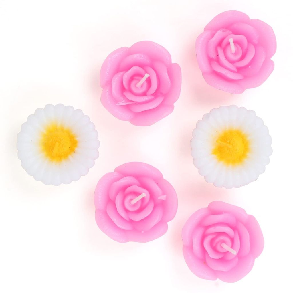 KSI Lotus Flower Shape Water Sensor Floating Glitter Wax Candles Home Decoration Diya (Pack of 6)