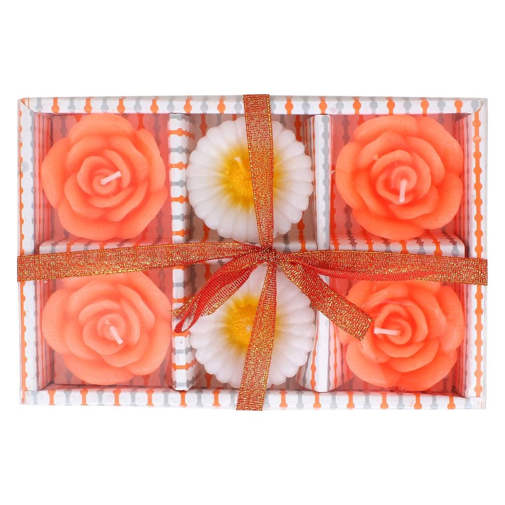 KSI Lotus Flower Shape Water Sensor Floating Glitter Wax Candles Home Decoration Diya (Pack of 6)