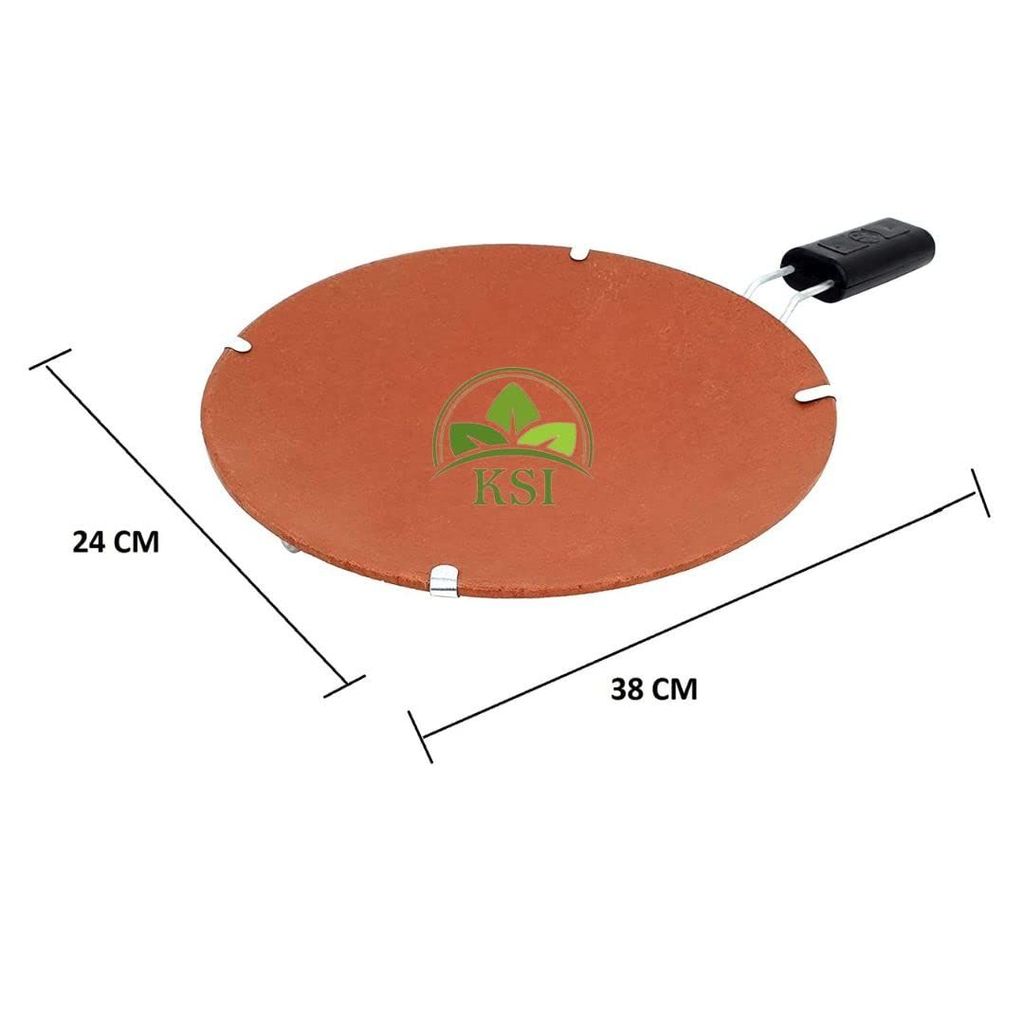 KSI Handmade Mitti Terracotta Clay Kadai and Tawa Combo Set - with Handle for Cooking on Gas