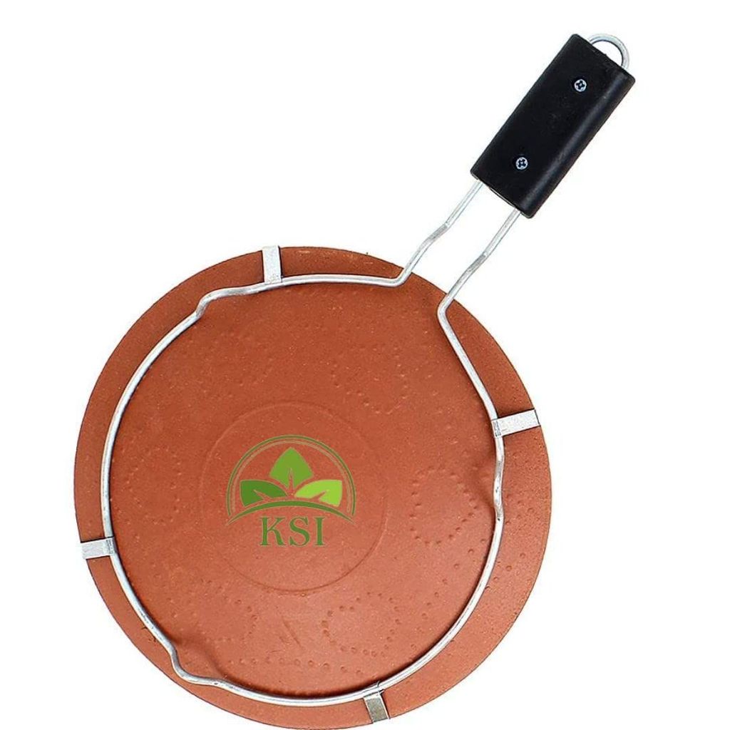 KSI Handmade Mitti Terracotta Clay Kadai and Tawa Combo Set - with Handle for Cooking on Gas