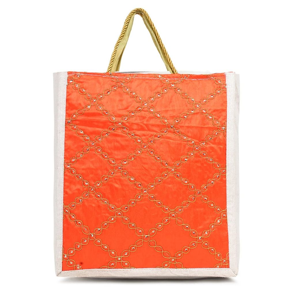 KSI Designer Women Jute Bag for Lunch Box | Shopping � Jute Handbag, Jute Tote, Jute Lunch Bags for Office, Tiffin Bags for Office, Printed Jute Bag