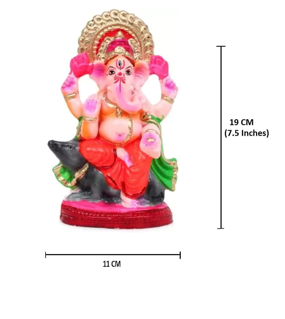 KSI Eco Friendly Ganesh Murti Biodegradable Mitti Ganpati Statue for Diwali Decoration Home Temple & Visarjan Dissolve in Water Clay Idol