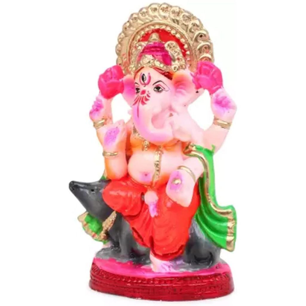 KSI Eco Friendly Ganesh Murti Biodegradable Mitti Ganpati Statue for Diwali Decoration Home Temple & Visarjan Dissolve in Water Clay Idol
