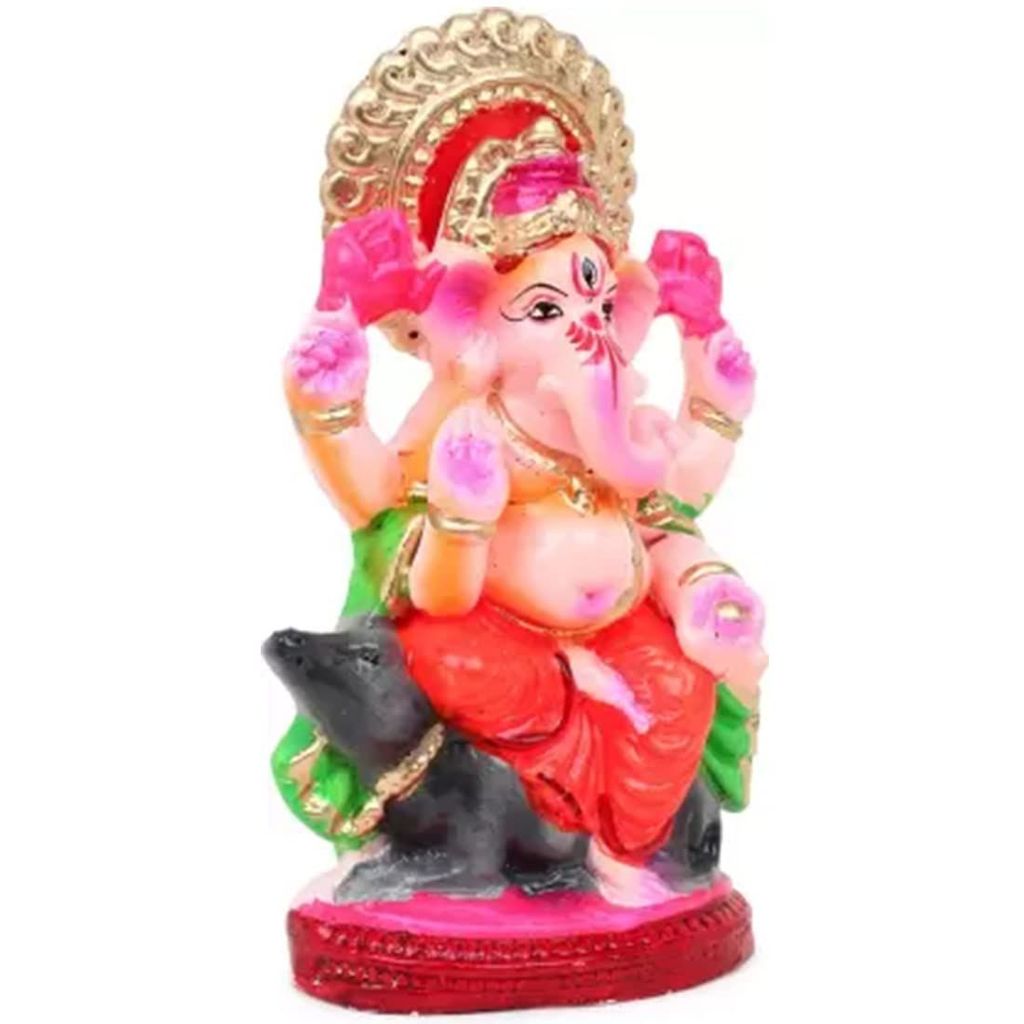 KSI Eco Friendly Ganesh Murti Biodegradable Mitti Ganpati Statue for Diwali Decoration Home Temple & Visarjan Dissolve in Water Clay Idol