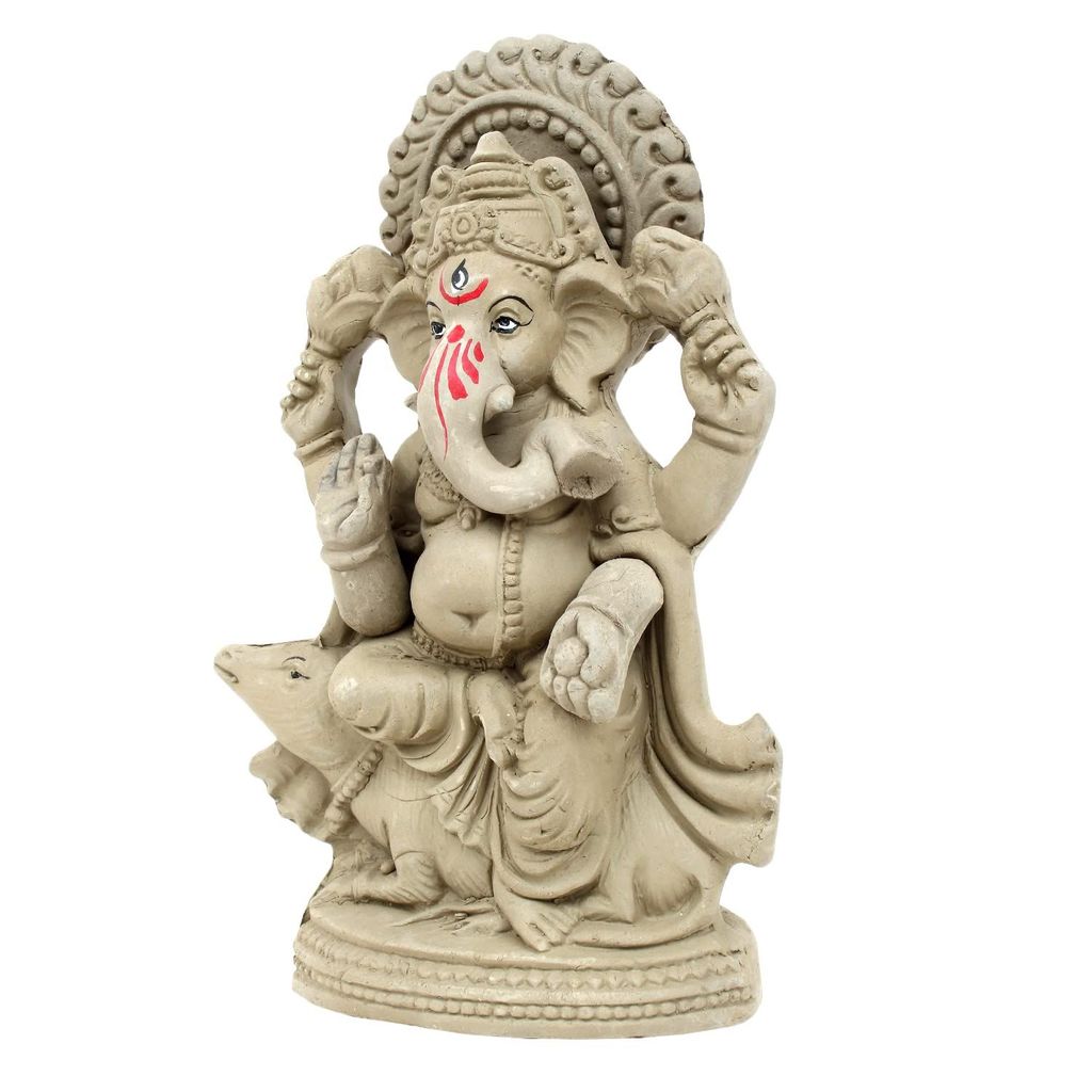KSI Eco Friendly Ganesh Murti Biodegradable Mitti Ganpati Statue for Diwali Decoration Home Temple & Visarjan Dissolve in Water Clay Idol