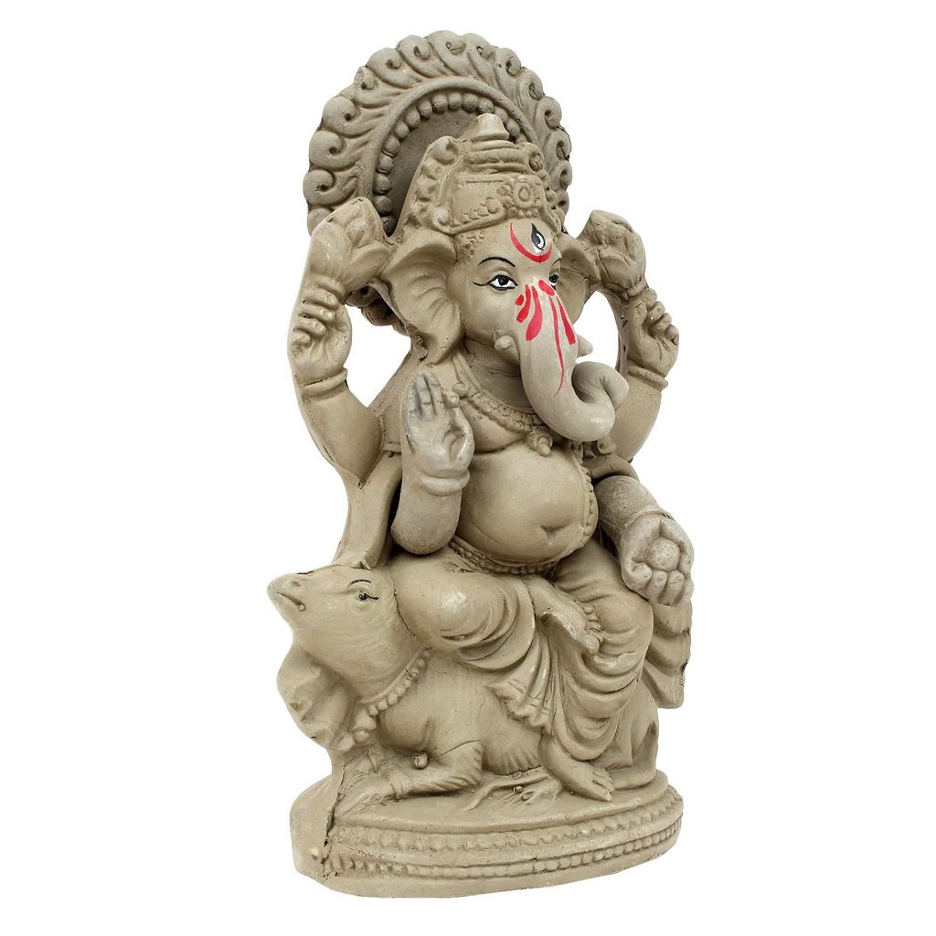KSI Eco Friendly Ganesh Murti Biodegradable Mitti Ganpati Statue for Diwali Decoration Home Temple & Visarjan Dissolve in Water Clay Idol