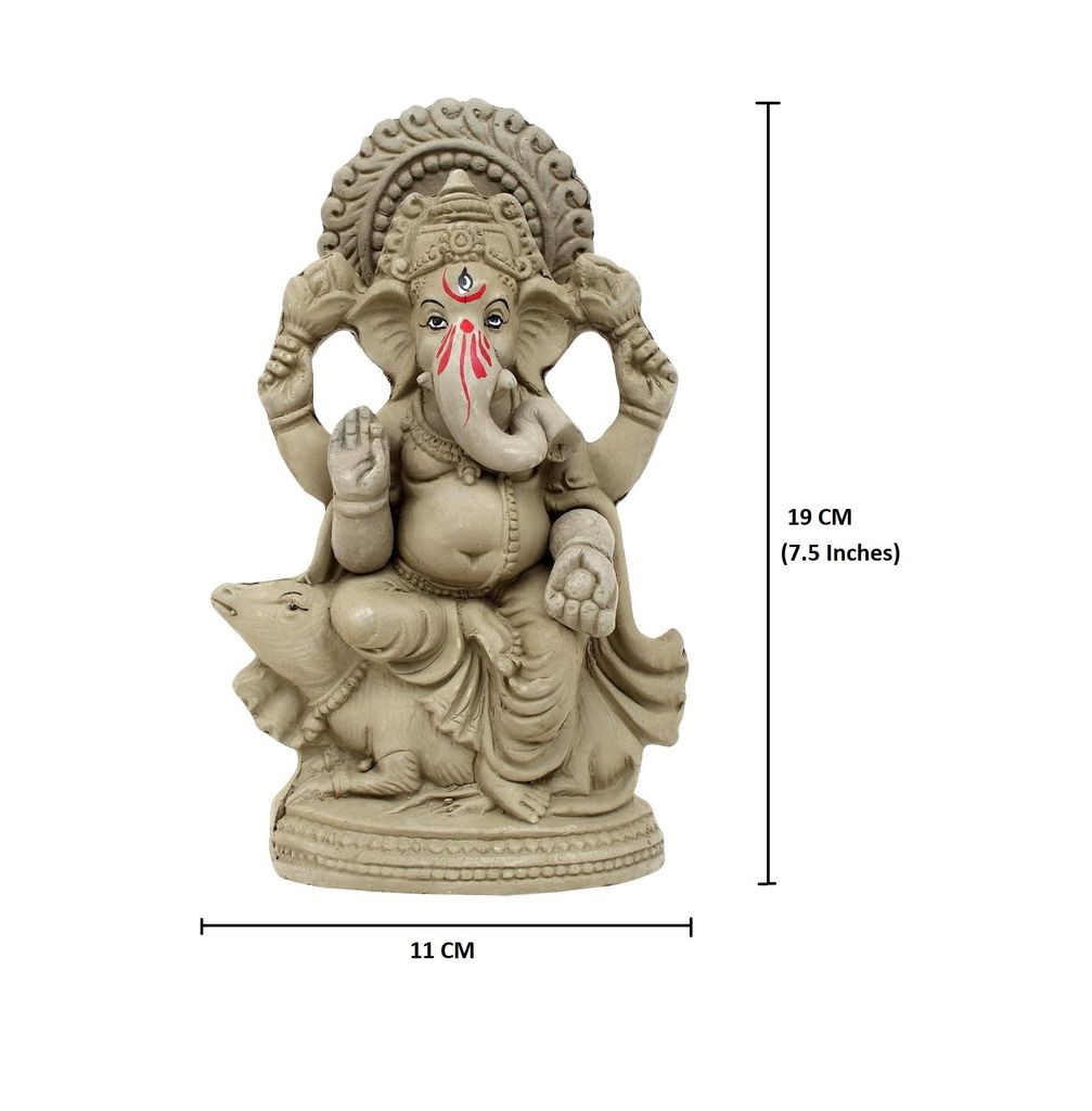 KSI Eco Friendly Ganesh Murti Biodegradable Mitti Ganpati Statue for Diwali Decoration Home Temple & Visarjan Dissolve in Water Clay Idol