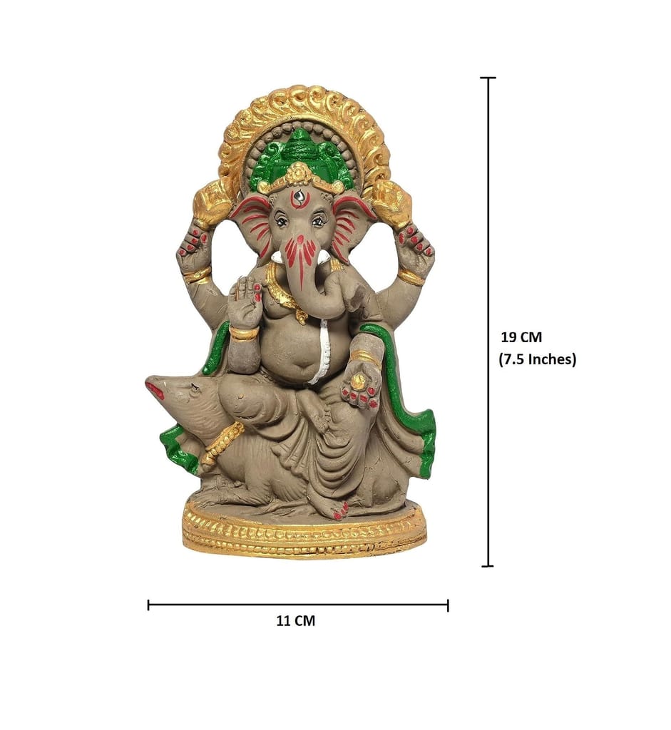 KSI Eco Friendly Ganesh Murti Biodegradable Mitti Ganpati Statue for Diwali Decoration Home Temple & Visarjan Dissolve in Water Clay Idol