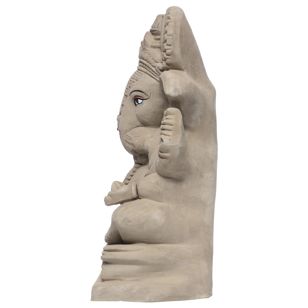 KSI ECO-Friendly Handcrafted Ganesh Clay Idol Mitti ka Ganesh Water Soluble Ganesha for Ganpati Visarjan Statue for Ganesh Chaturthi